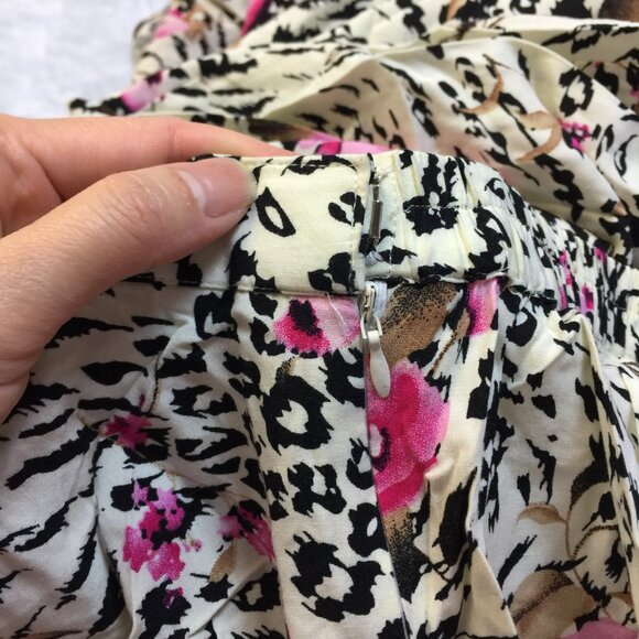 Neeru Kumar Maxi Skirt Sz S Womans White Black Pink Animal Floral Elastic Waist - Picture 8 of 14